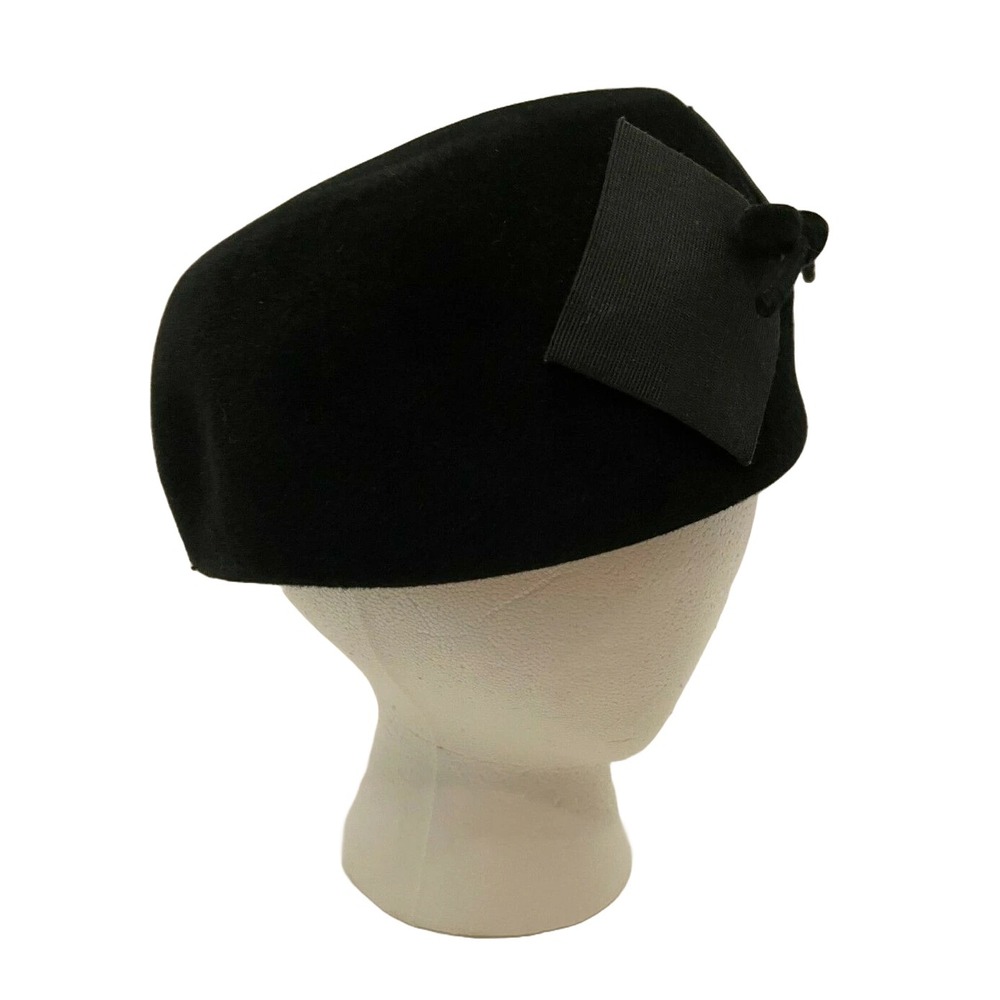Vintage Camelot Womens Art Deco Round Pillbox Hat One Size Black Velour Italy - Picture 3 of 9